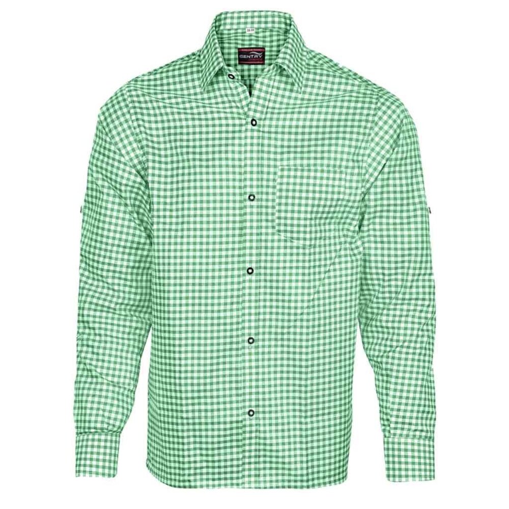 German Oktoberfest Shirt Classic Green Checked Summer Small Shirt NEW